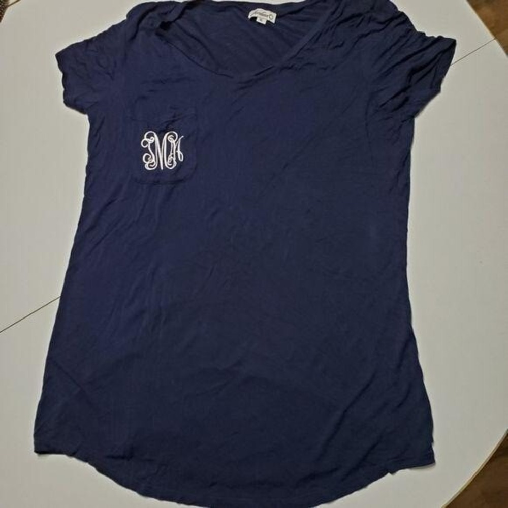 Jordann TMM monogrammed XL blue short sleeve tee